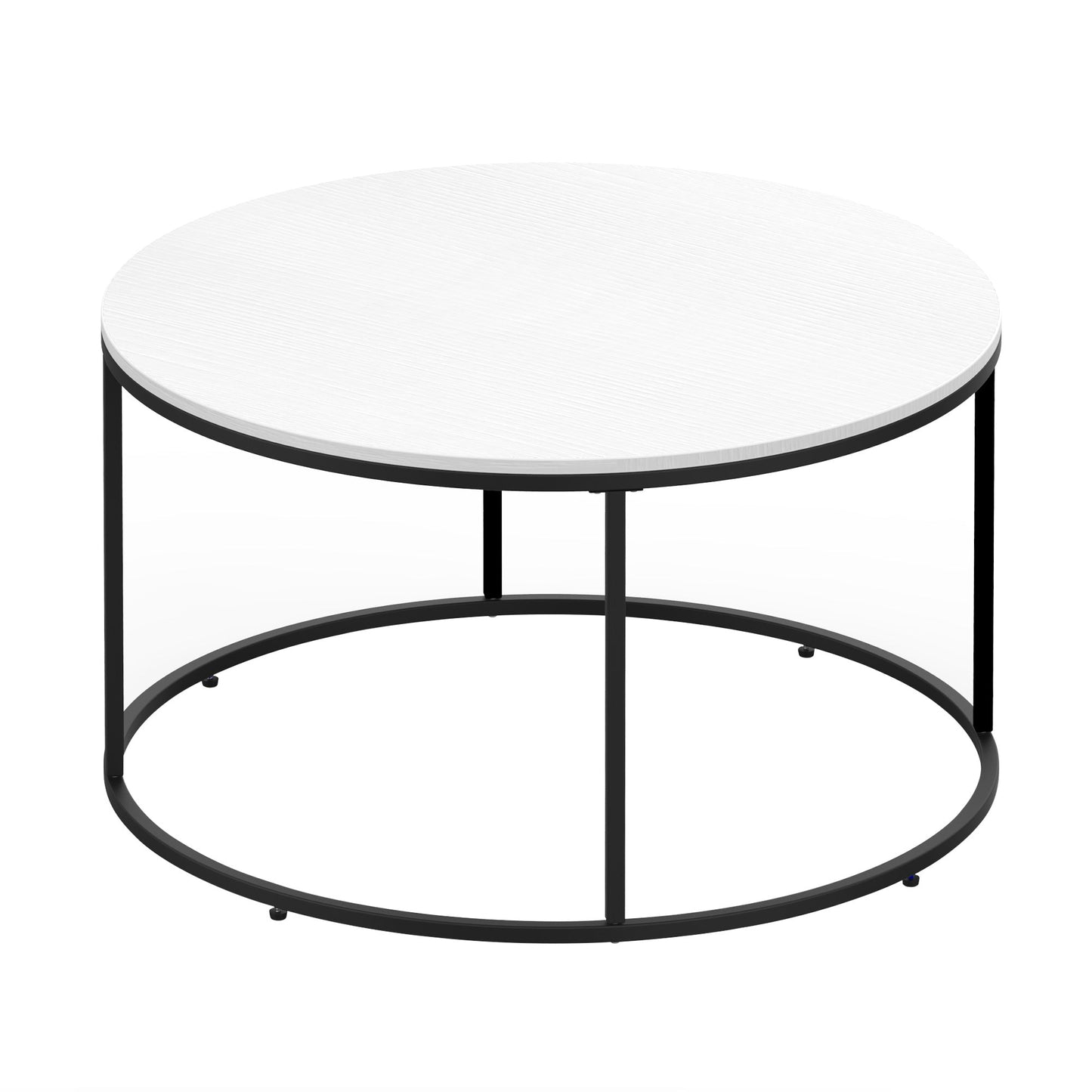 Round Coffee Table Sofa Side Table with a Modern Design, Black Metal Frame and Easy Maintenance, White Coffee Tables Multi Colour  at Gallery Canada