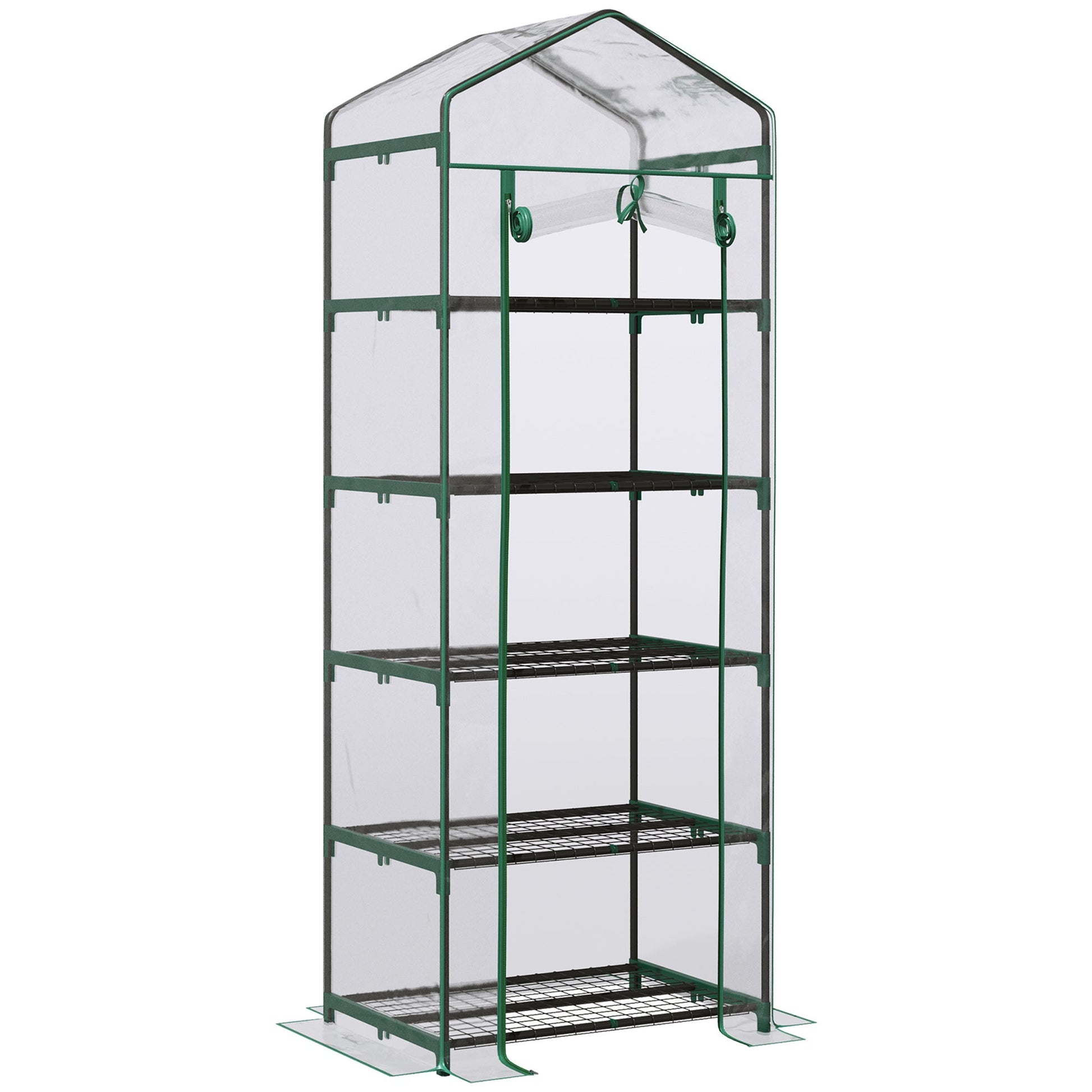 5 Tier Mini Greenhouse, Portable Outdoor Flower Stand with Shelf Clips, Indoor Greenhouse with Steel Frame, Transparent, 27.25" x 19.25" x 76" Portable Greenhouses Multi Colour  at Gallery Canada