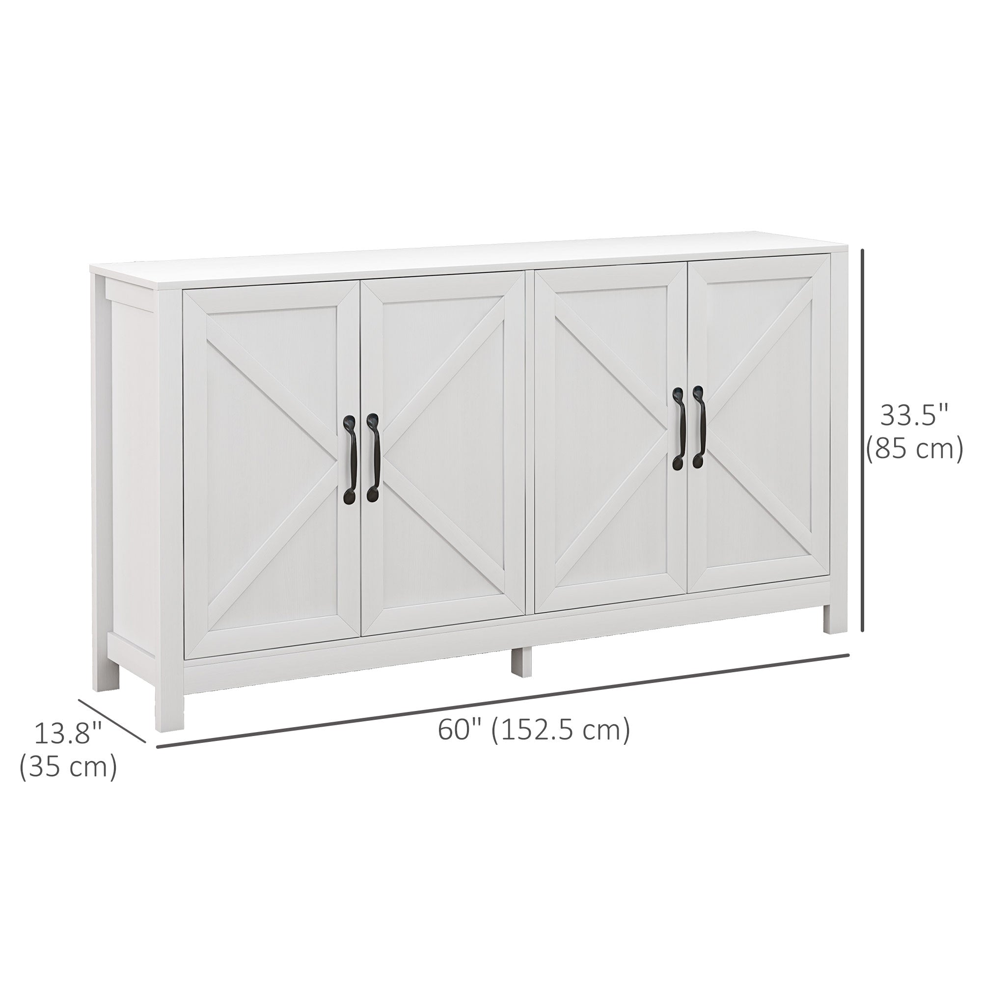 Sideboard Buffet, Storage Cabinet with Barn Door and Adjustable Shelf, TV Stand for TVs up to 65 Inches, White Bar Cabinets at Gallery Canada