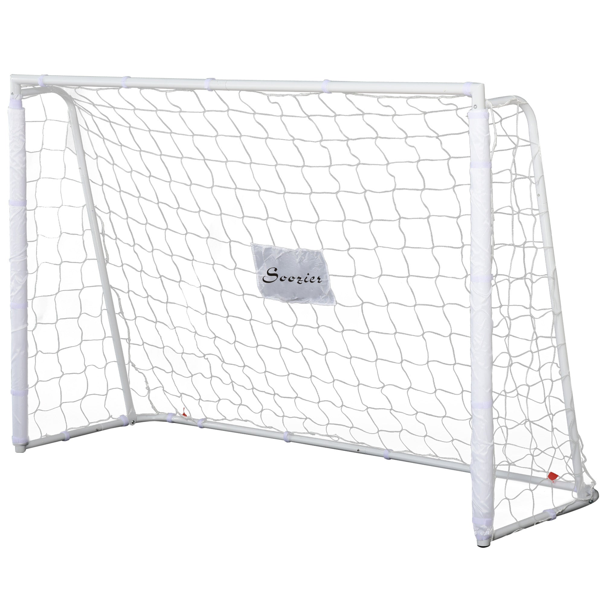 6ft x 4ft Soccer Goal Net with Metal Frame, PE Mesh, Ground Stakes, Easy Assembly, White Football at Gallery Canada