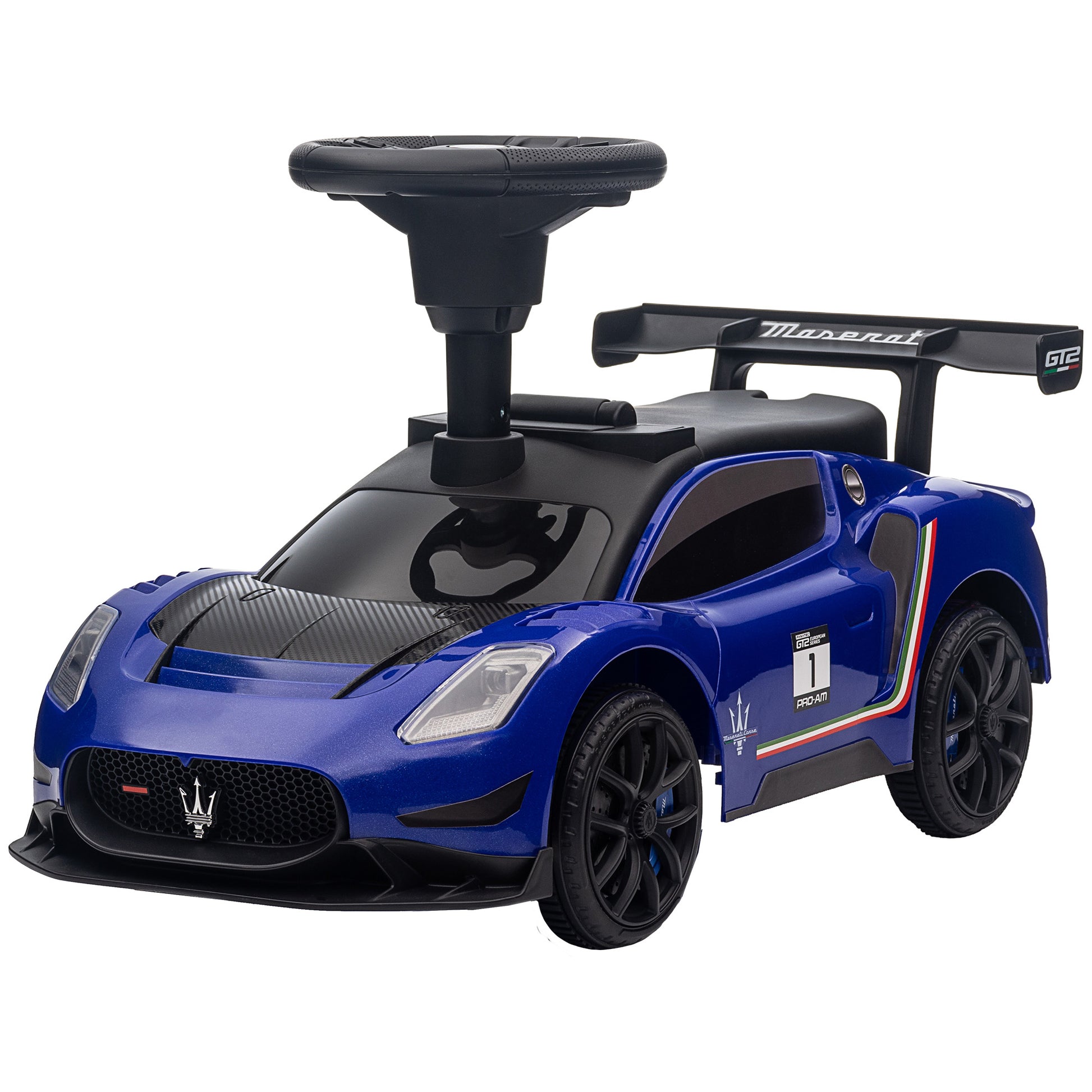 Licensed Maserati GT2 Baby Sliding Car with Storage, Music, Horn, Foot to Floor Toddler Car for 18-60 Months, Blue Push Cars for Toddlers   at Gallery Canada