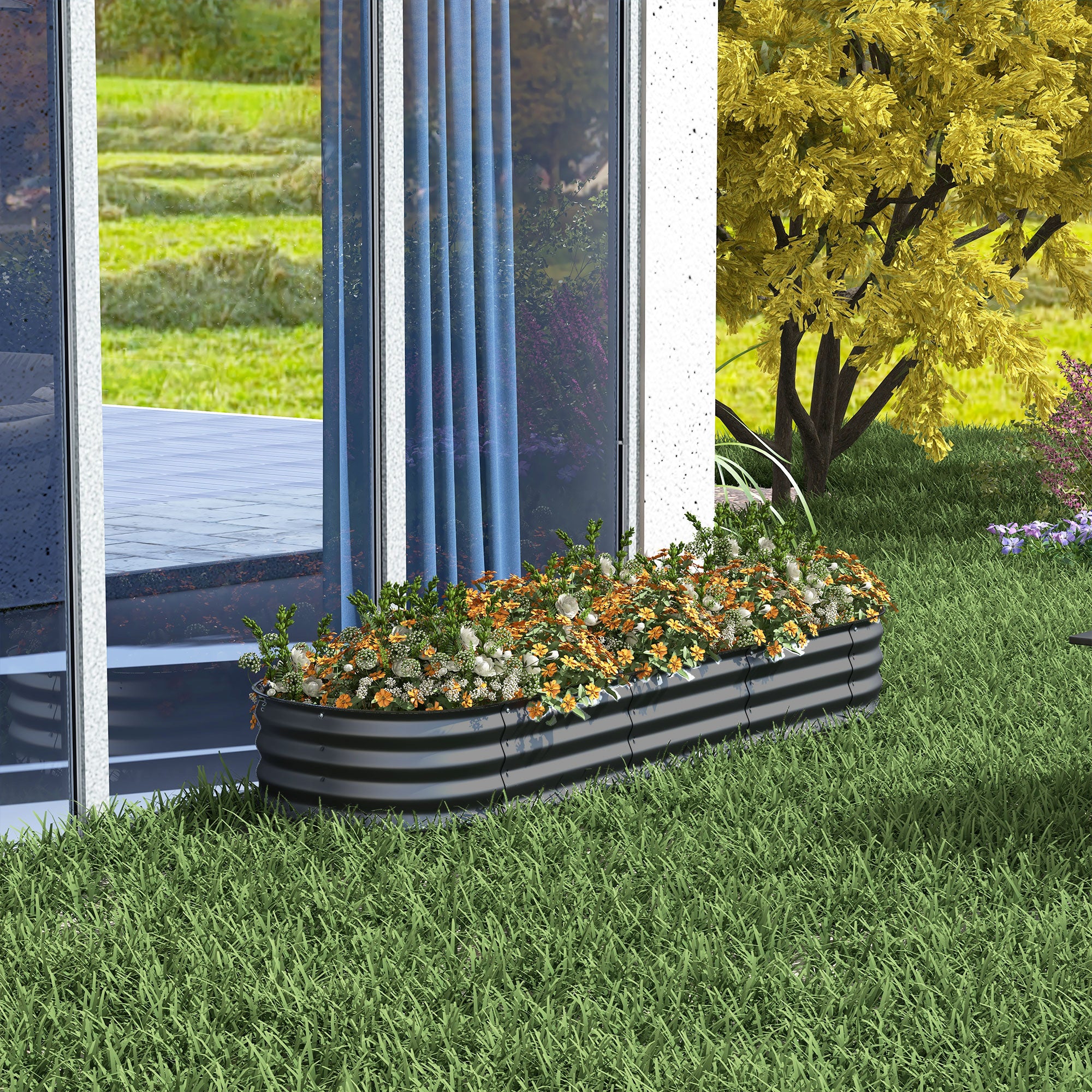 6.4 x 2 x 1ft Galvanized Raised Garden Bed Kit, Metal Planter Box with Safety Edging, Dark Grey Raised Garden Beds at Gallery Canada