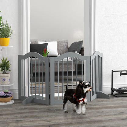 24" Freestanding Pet Gate For Dogs with 2 Support Feet, Light Grey Houses, Kennels & Pens Light Grey  at Gallery Canada