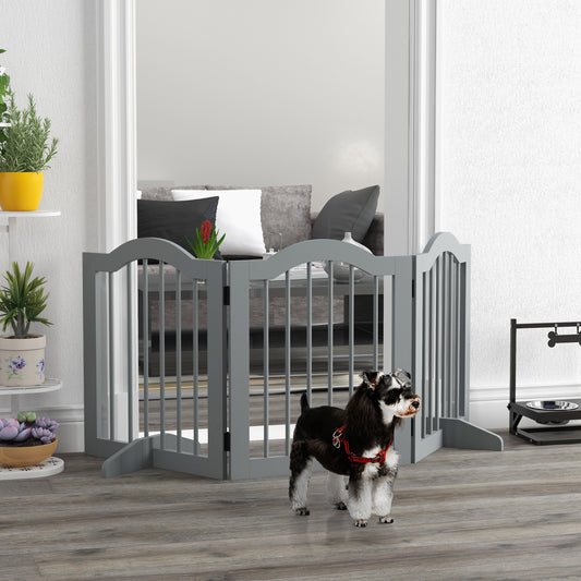 24" Freestanding Pet Gate For Dogs with 2 Support Feet, Light Grey Houses, Kennels & Pens   at Gallery Canada