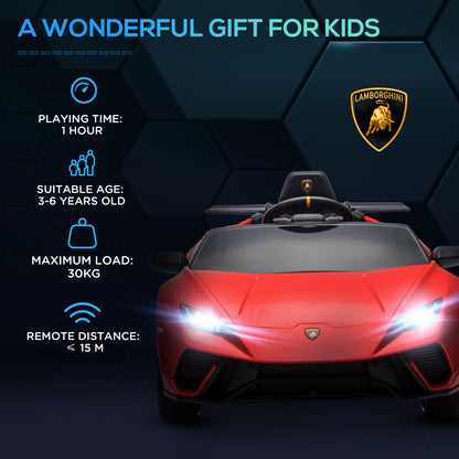 12V Lamborghini Huracan Licensed Kids Electric Car with Remote Control, Spring Suspension, Transport Wheels, Red Electric Toy Cars   at Gallery Canada