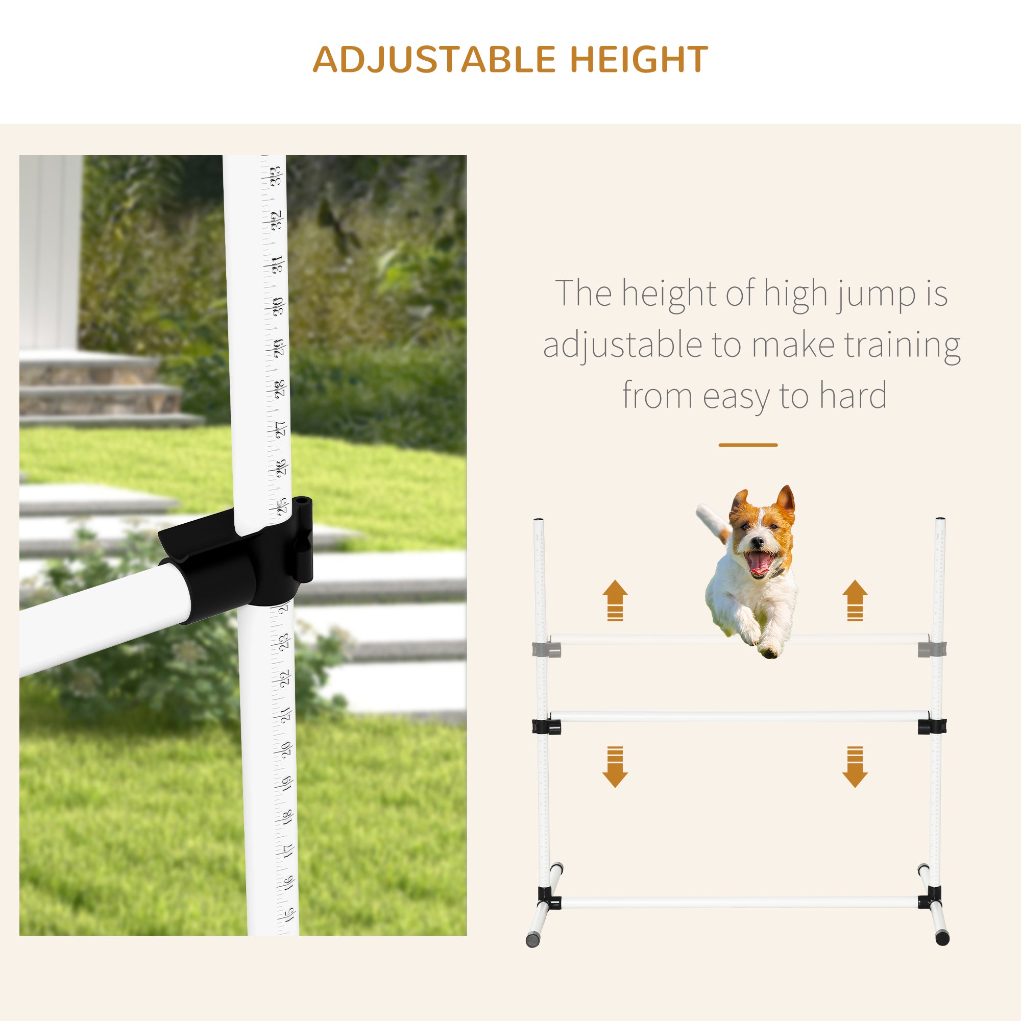 Set of 4 Dog Agility Training Equipment Adjustable Jump Bar Pet Exercise Kit with Carrying Bag (White) Dog Agility Training Equipment at Gallery Canada