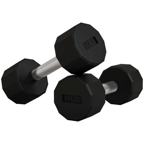 2 x 10lbs Dumbbells Set with Non-Slip Grip, Rubber Covered Weights for Men Women Home Gym Workout