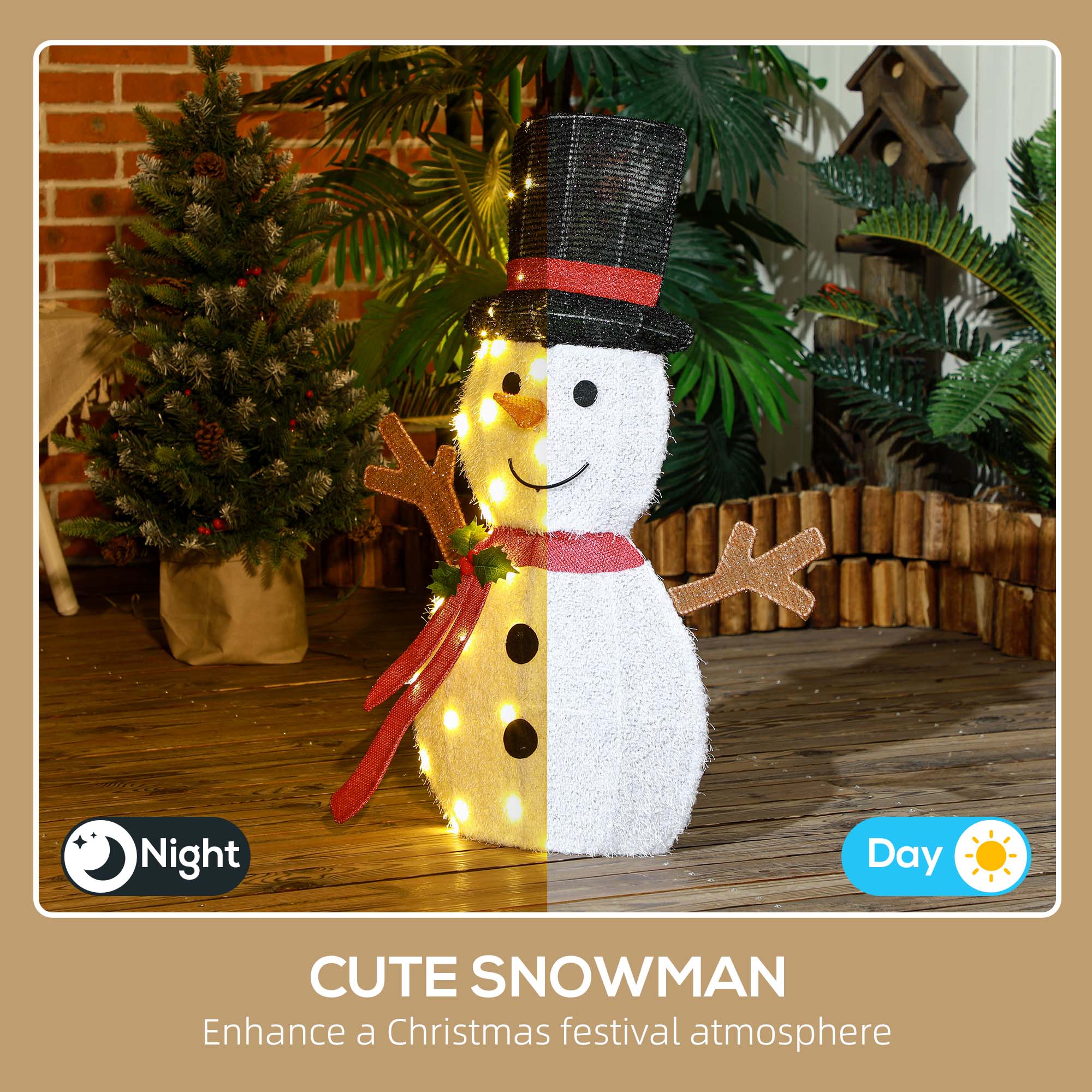 Light Up Snowman Yard Decoration, Lighted Snowman Christmas Decoration for Indoor and Outdoor, White Christmas Decorations   at Gallery Canada