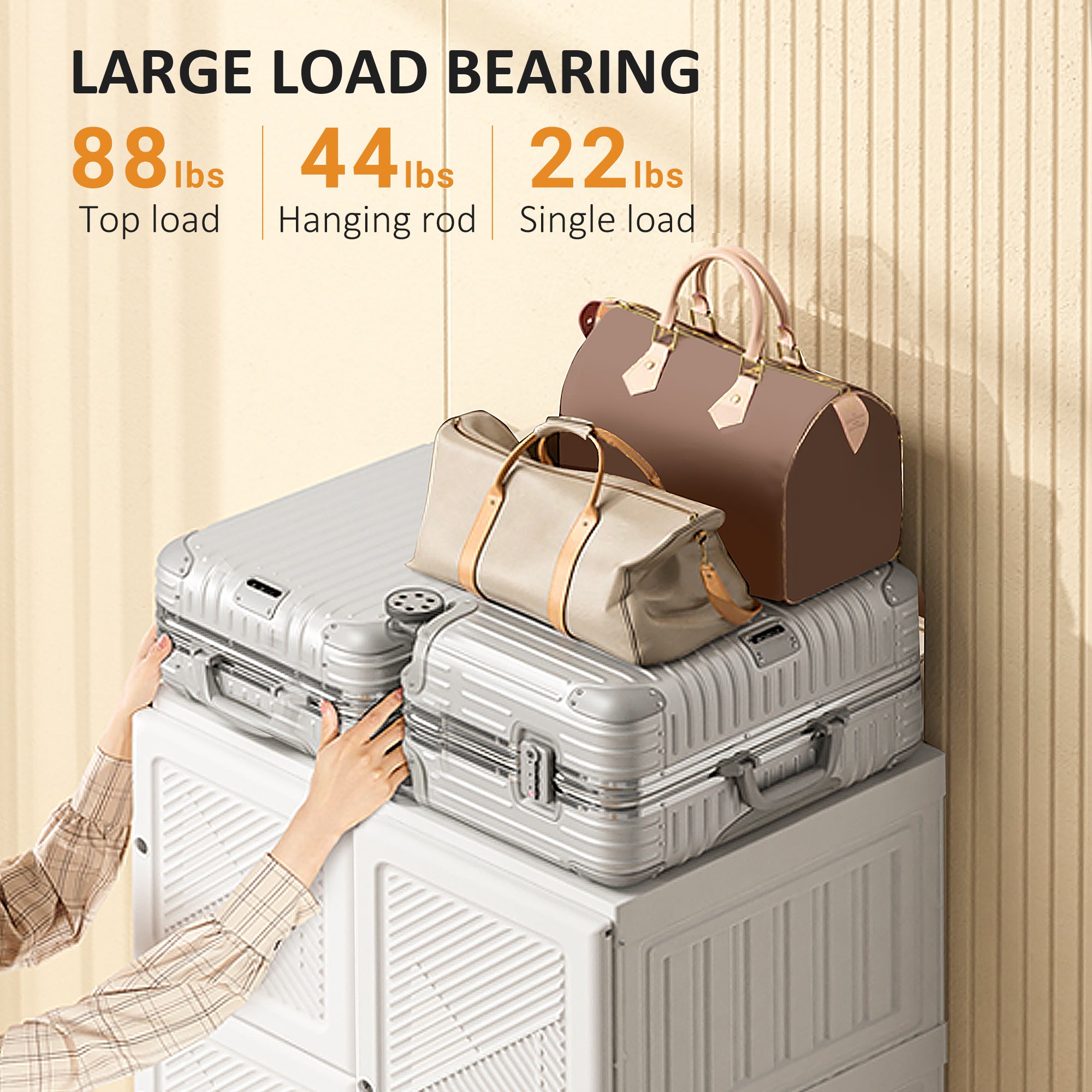 Portable Wardrobe Closet, Folding Bedroom Wardrobe, Clothes Storage Organizer with Cube Compartments, White Clothing Storage at Gallery Canada