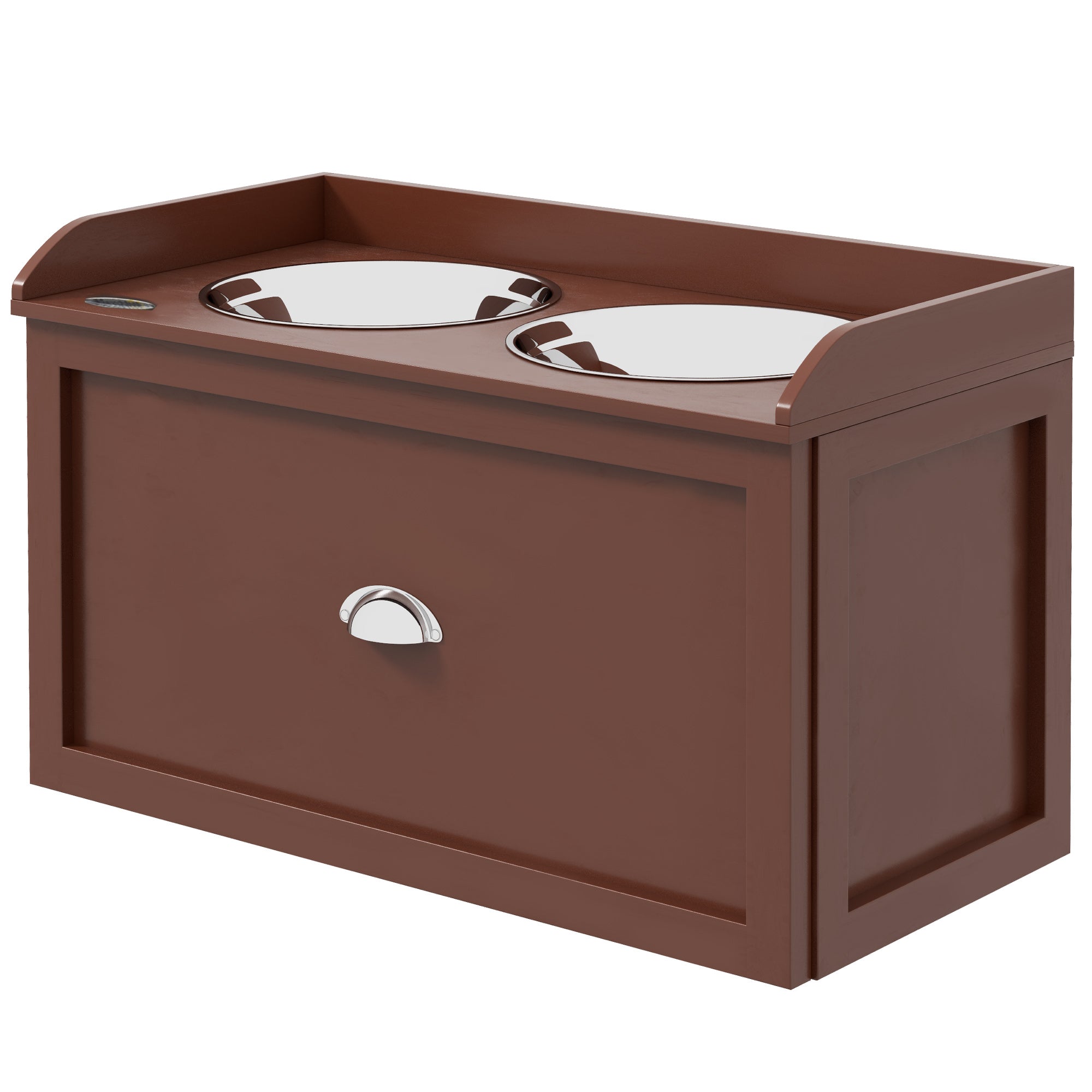 Elevated Dog Bowls Raised Pet Feeding Station with Storage 2 Stainless Steel Bowls, 23.6