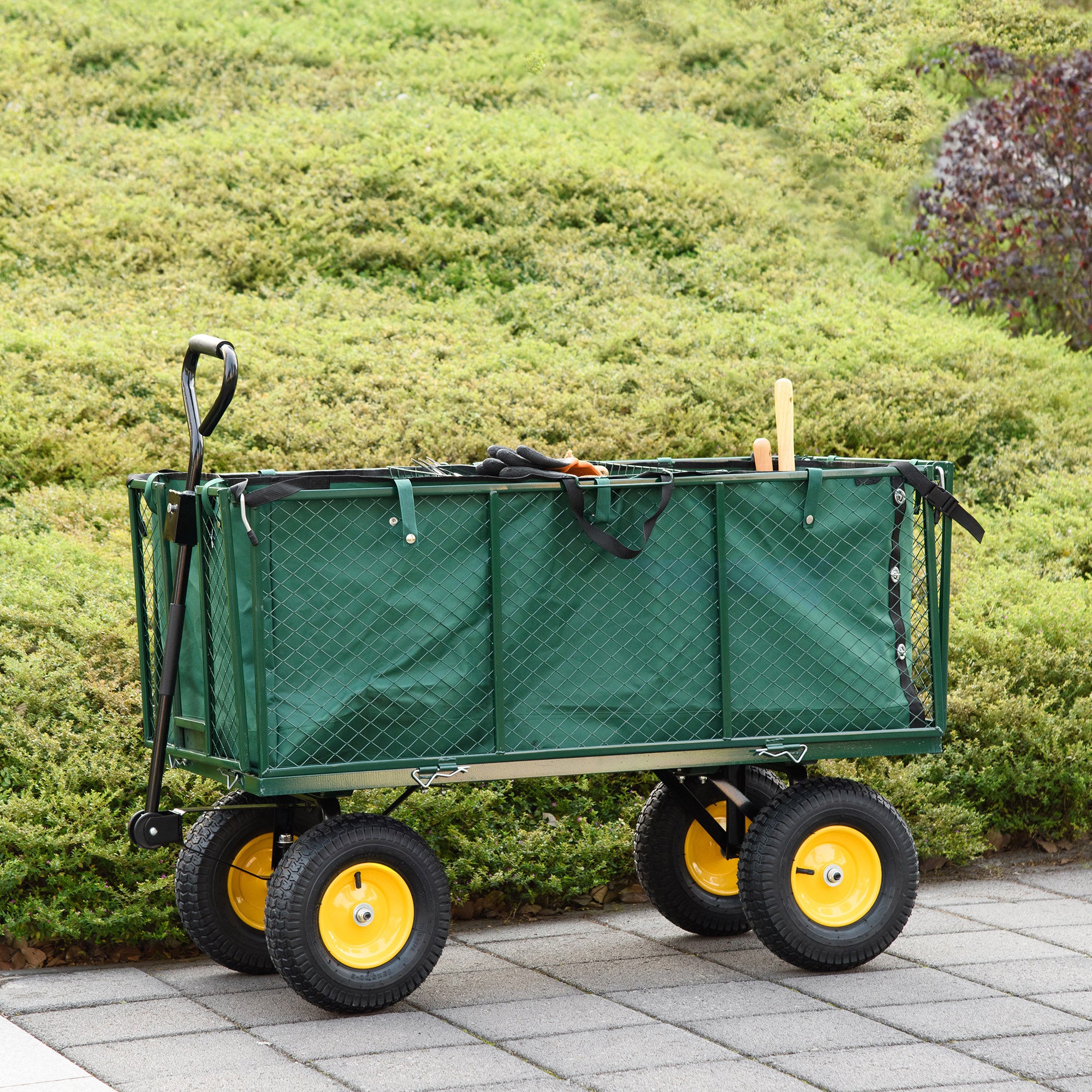 342L Utility Wagon Cart with Removable Mesh Sides to Convert into Flatbed for Beach Lawn Yard Folding Garden Carts at Gallery Canada
