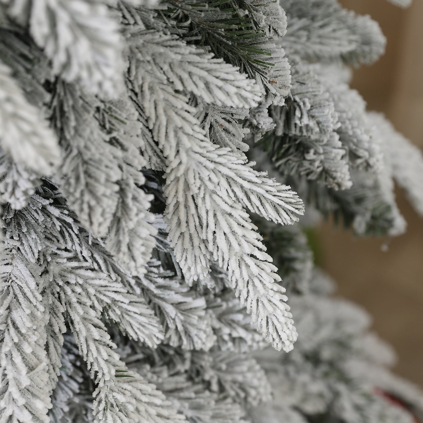 7ft Pencil Flocked Artificial Christmas Tree with 600 Branch Tips, Auto Open and Steel Base, Green Flocked Christmas Trees   at Gallery Canada