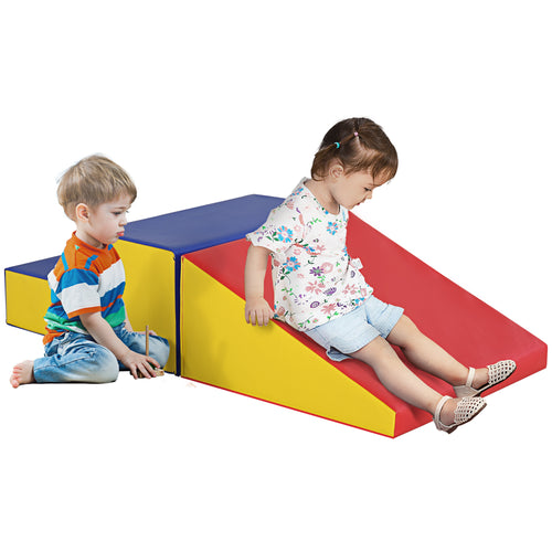 2-Piece Climb and Crawl Activity Soft Play Set, Secure Foam Blocks Playset for Toddler Preschooler Babies Indoor, Activity Structure Play Equipment, Multi-colour