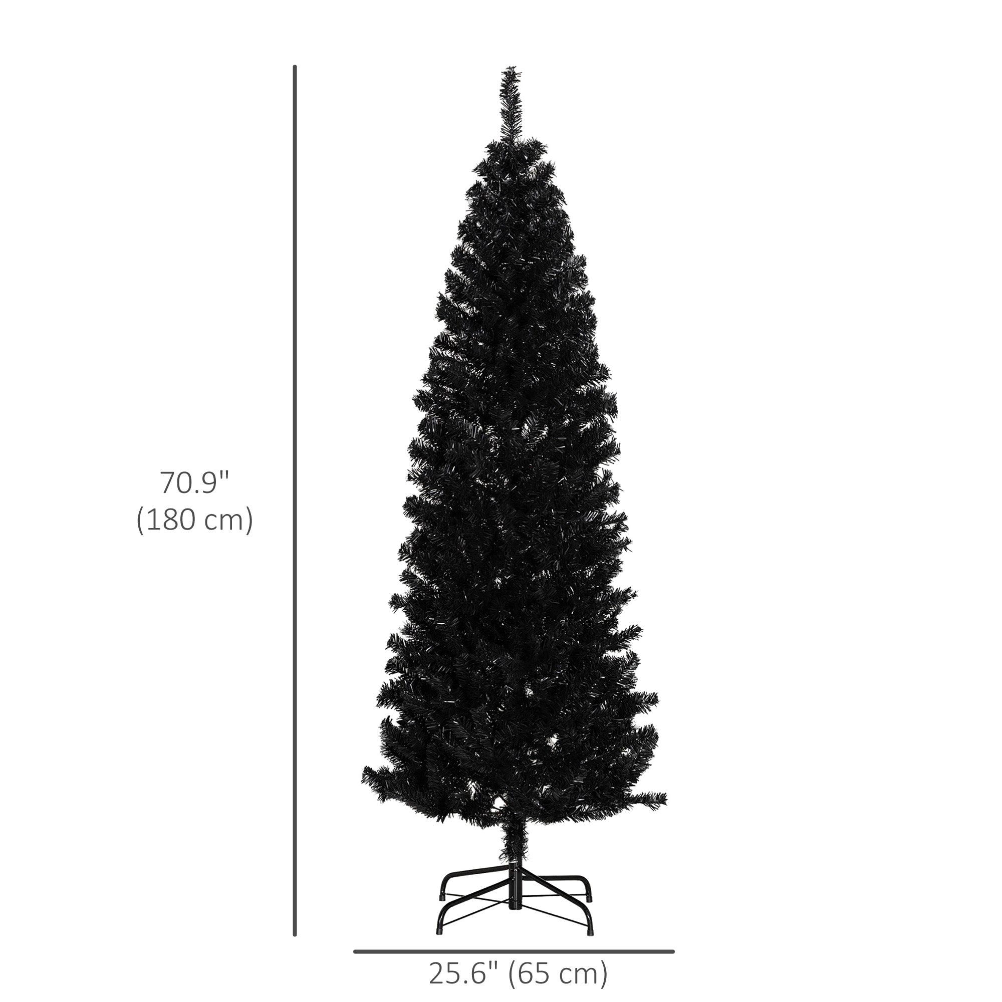 6FT Pencil Christmas Tree, Artificial Christmas Tree with Automatic Open for Home Party, Black Pencil Christmas Trees   at Gallery Canada