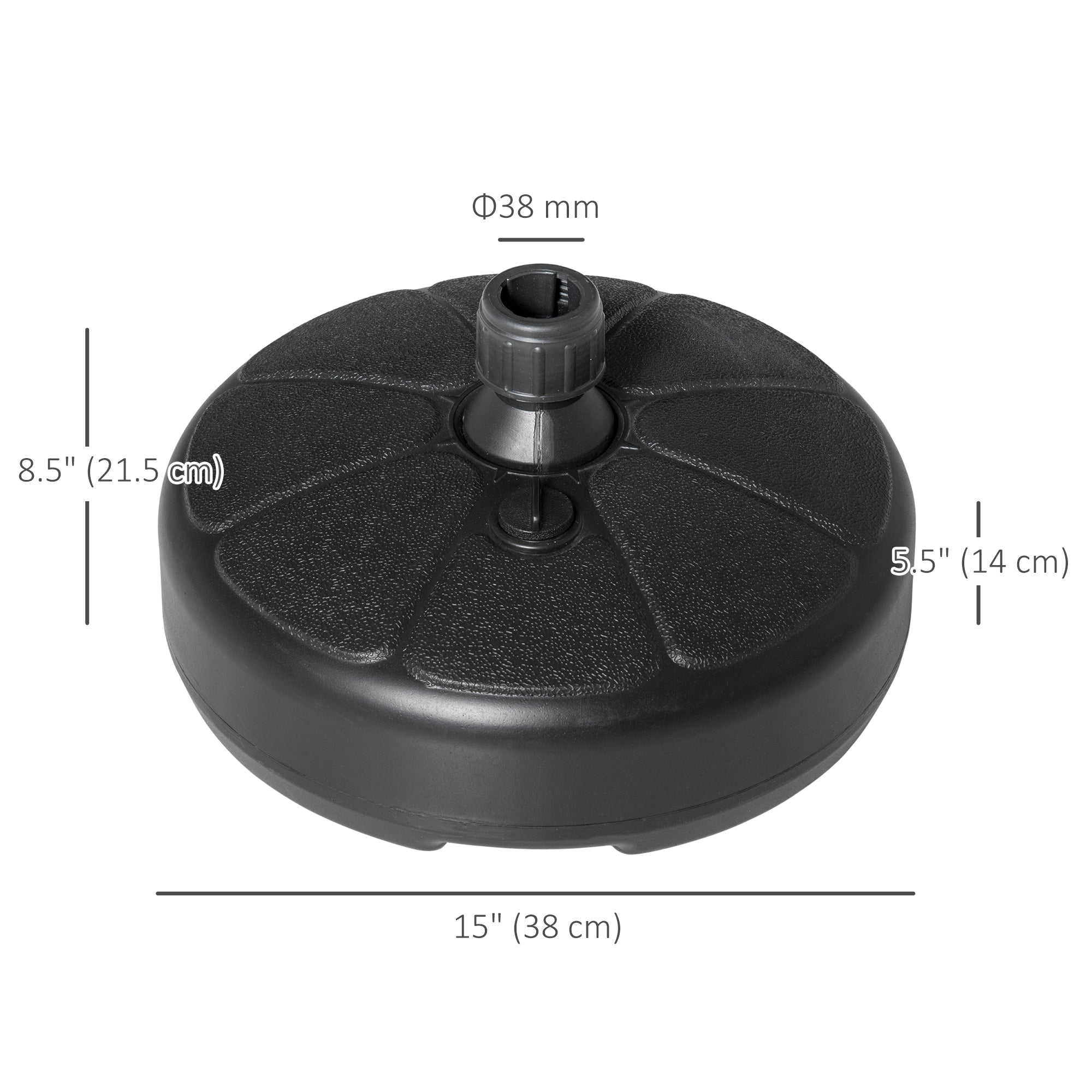 Patio Umbrella Base, Round Umbrella Stand, Water or Sand Filled, Garden Umbrella Holder for 1.26