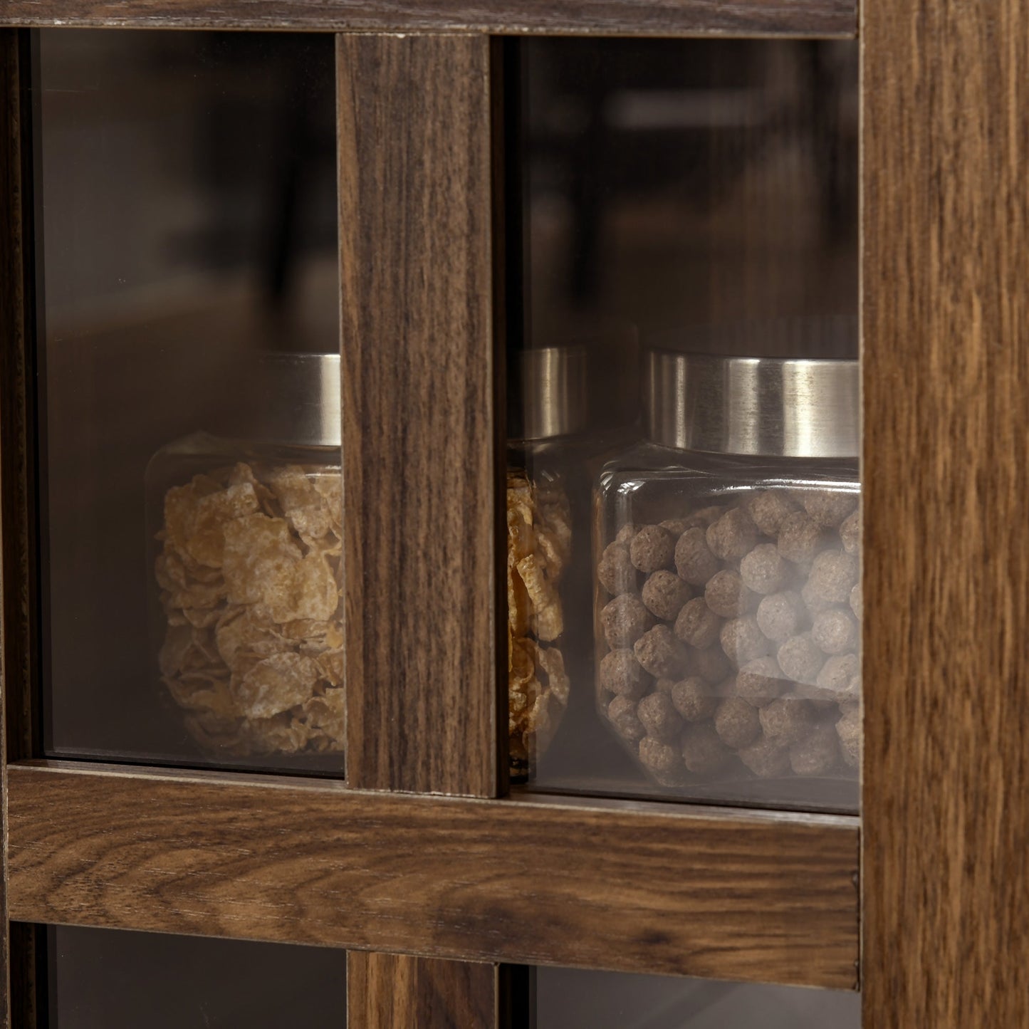 Sideboard Storage Cabinet Kitchen Cupboard Buffet Server with Glass Doors, 2 Drawers &; Adjustable Shelves for Living Room, Walnut Bar Cabinets   at Gallery Canada