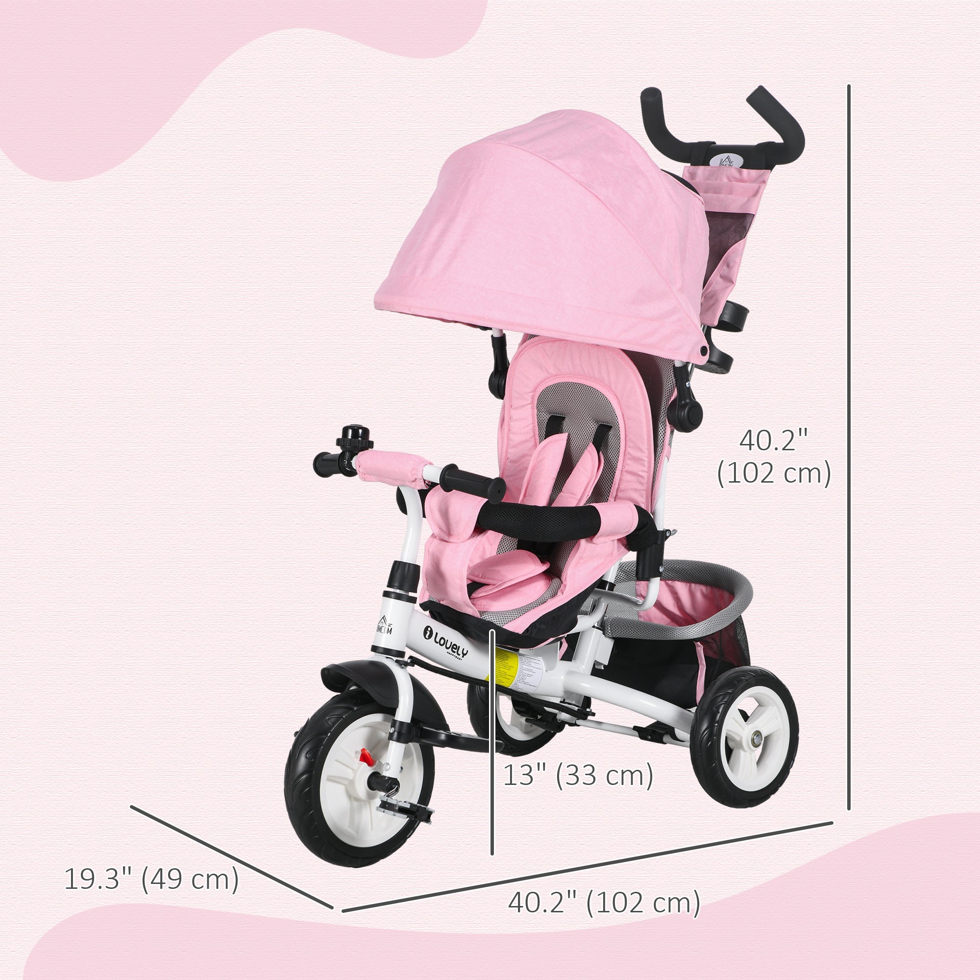 6 in 1 Tricycle for Toddler 1-5 Years with Parent-Push Handle, Pink Tricycles for Kids at Gallery Canada