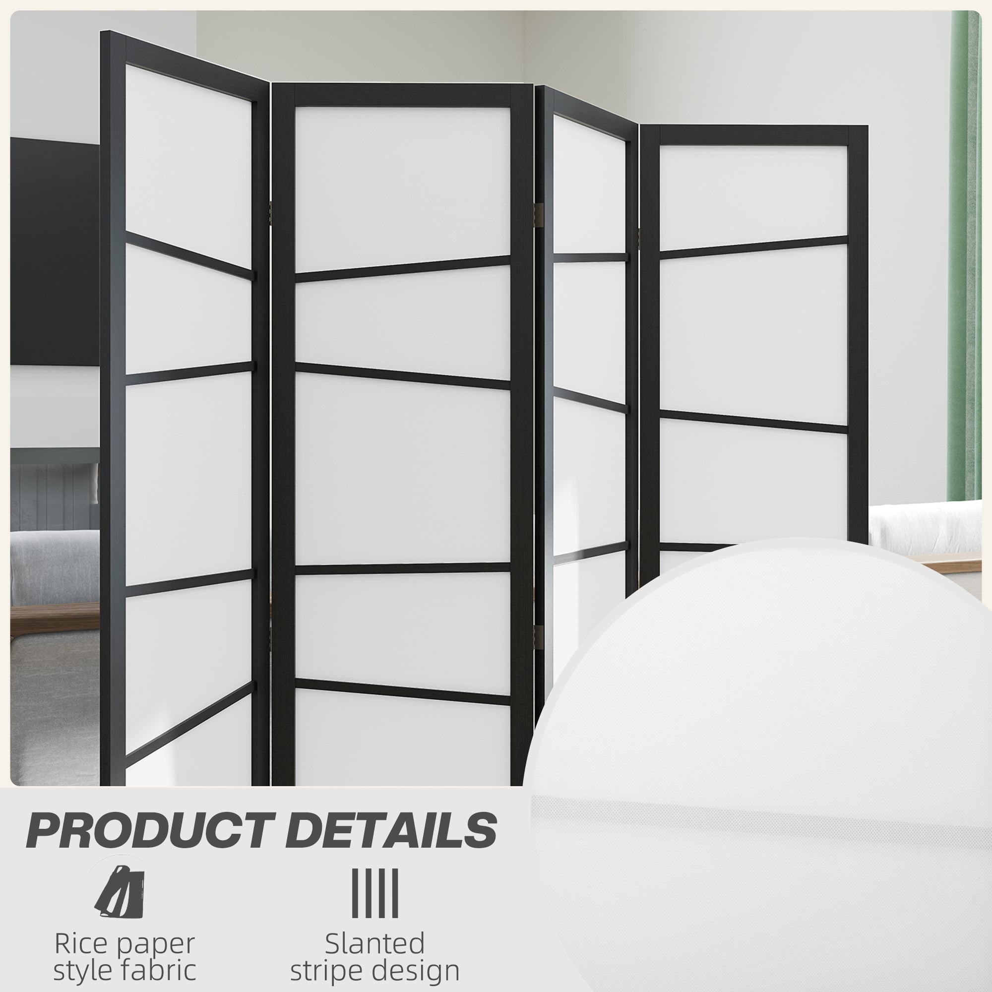 5.6ft Folding Room Divider, 4 Panel Wall Partition with Wood Frame for Bedroom, Home Office, White Room Dividers at Gallery Canada