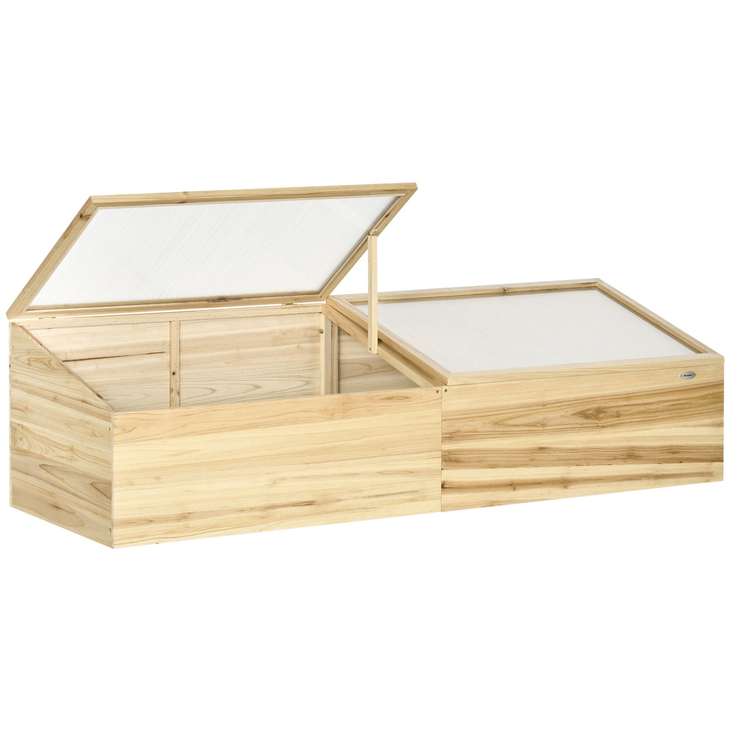 Wooden Cold Frame with Openable Roof, Portable Mini Greenhouse for Indoor, Outdoor, Flowers, Vegetables, Plants, 66.9"x19.7"x17.7", Natural Cold Frame Greenhouses Natural  at Gallery Canada