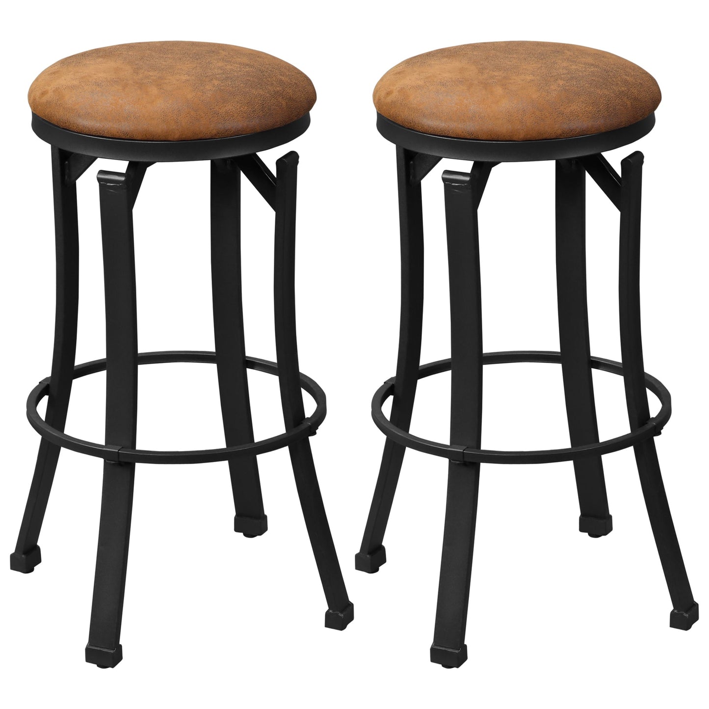 Vintage Swivel Bar Stools with Footrest, Microfiber Cloth, Steel Legs, Brown Bar Stools Multi Colour  at Gallery Canada