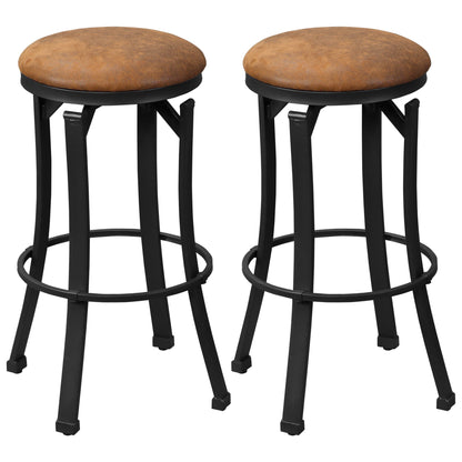 Vintage Swivel Bar Stools with Footrest, Microfiber Cloth, Steel Legs, Brown Bar Stools Multi Colour  at Gallery Canada