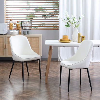 Dining Chairs Set of 2, Upholstered Velvet Kitchen Chairs, Accent Chair with Back, Steel Legs for Living Room, Cream White Bar Stools   at Gallery Canada