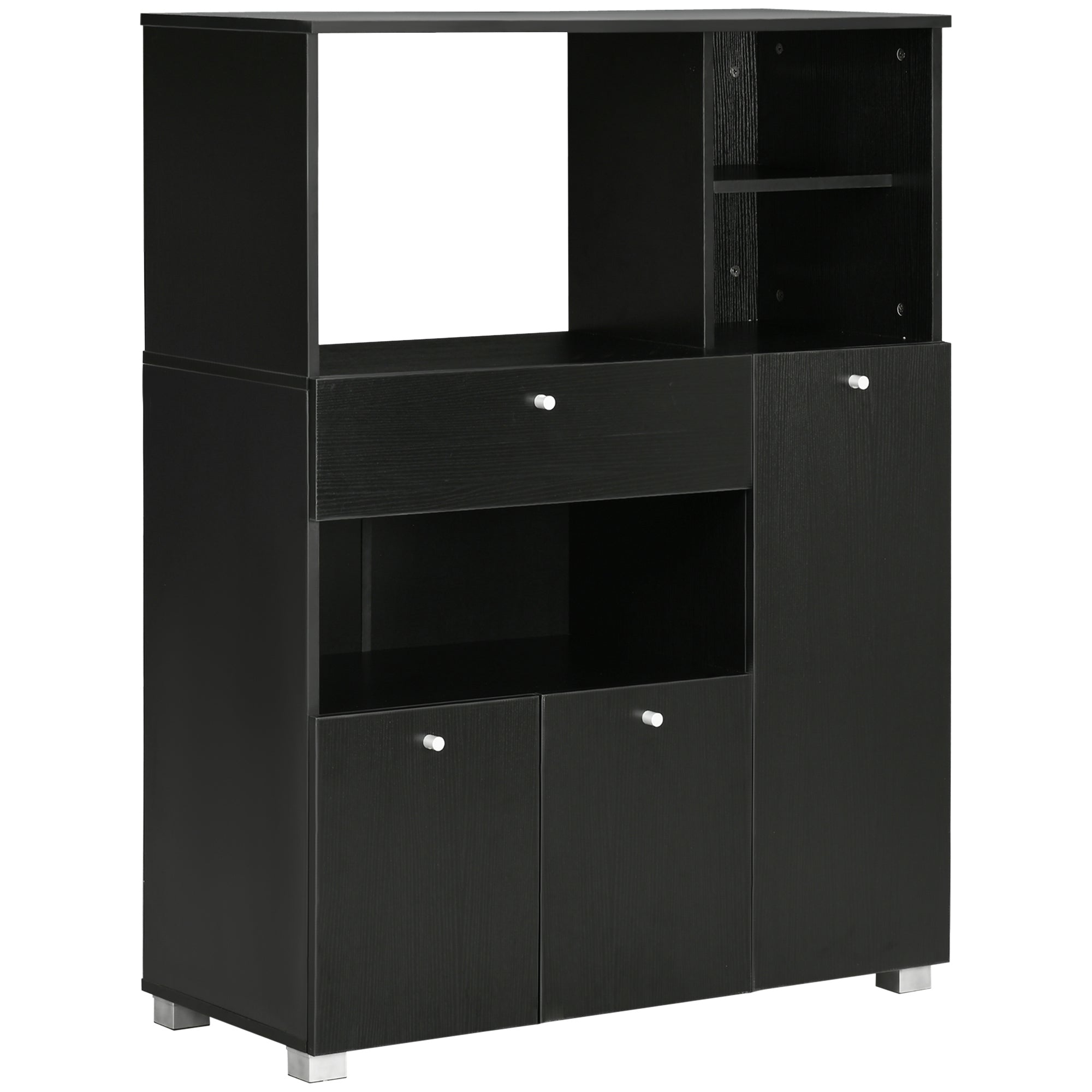 Compact Kitchen Pantry Buffet Server Hutch Storage Cabinet with Microwave Oven Stand Drawer and Shelves, Black Kitchen Pantry Cabinets Black  at Gallery Canada