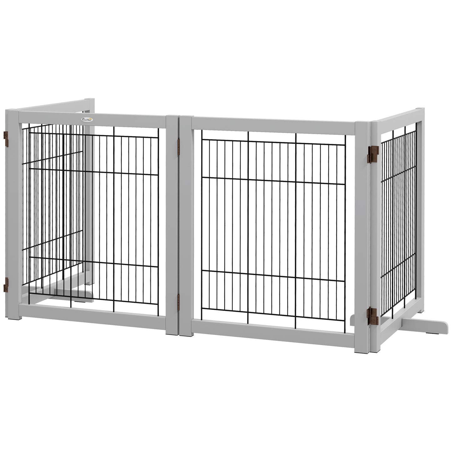 Wooden Dog Gate for Small &; Medium Dogs 4 Panel w/ Support Feet Foldable Pet Fence for House Doorway Light Grey Houses, Kennels & Pens   at Gallery Canada