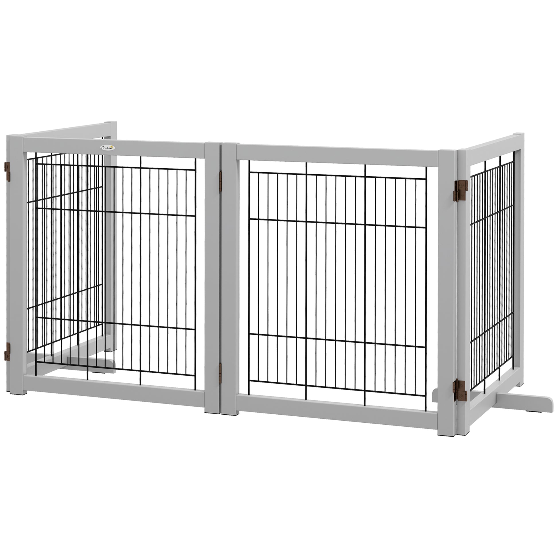 Wooden Dog Gate for Small &; Medium Dogs 4 Panel w/ Support Feet Foldable Pet Fence for House Doorway Light Grey Houses, Kennels & Pens   at Gallery Canada