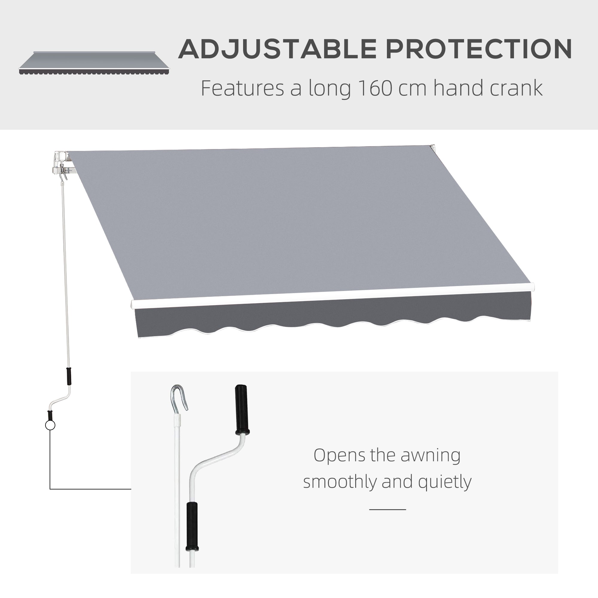 8' x 7' Retractable Awning, Patio Awnings, Sunshade Shelter with 280 g/m² UV &; Water-Resistant Fabric and Aluminum Frame for Deck, Balcony, Yard, Grey Deck Awnings at Gallery Canada