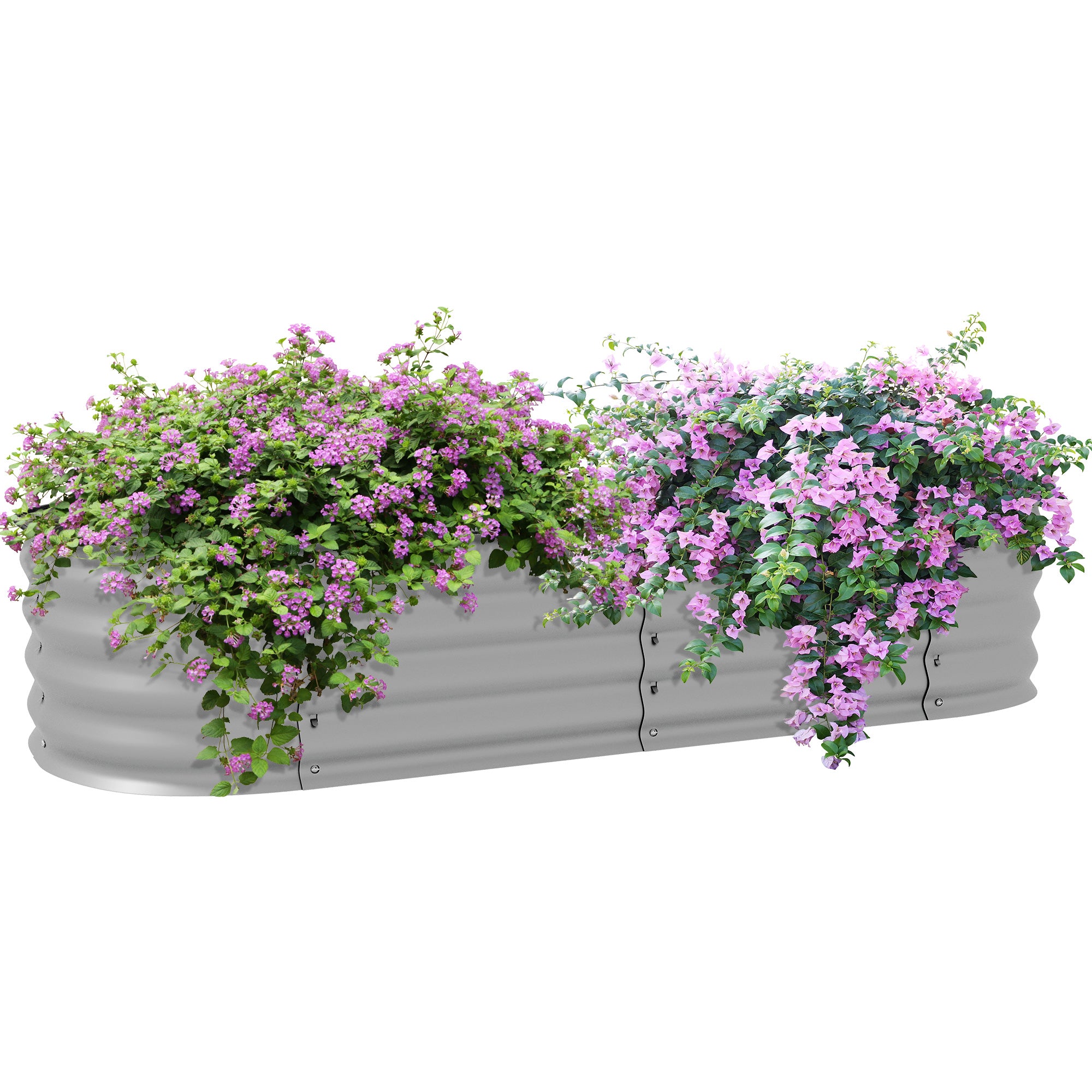 4.9 x 2 x 1ft Galvanized Raised Garden Bed Kit, Metal Planter Box with Safety Edging, Silver Galvanized Planter Boxes at Gallery Canada