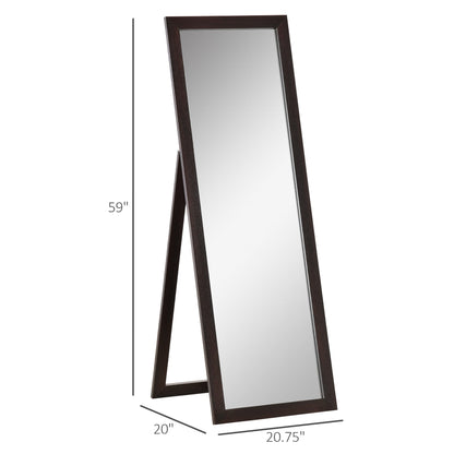 58" x 20" Full Length Mirror, Floor Standing Mirror, Rectangular Full Body Mirror for Bedroom, Living Room, Brown Full Length Mirrors   at Gallery Canada