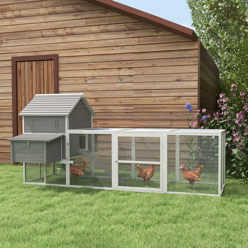 Wooden Chicken Coop with Nesting Boxes, Run, Doors, Tray, Ramp for 4-6 Chickens