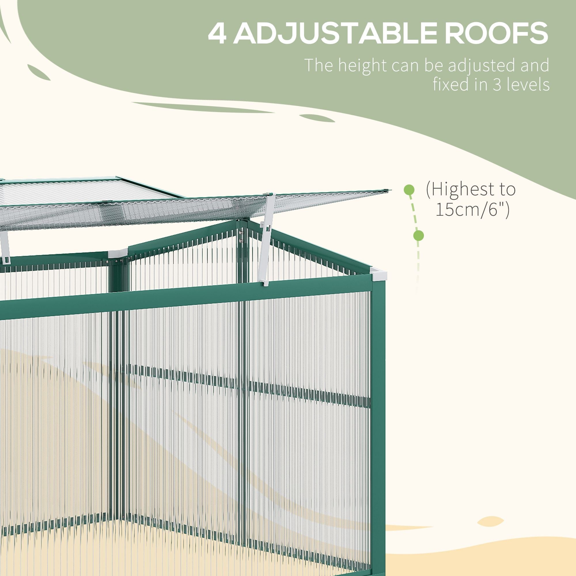 Aluminium Cold Frame Greenhouse Garden Portable Raised Planter with Openable Top, 51