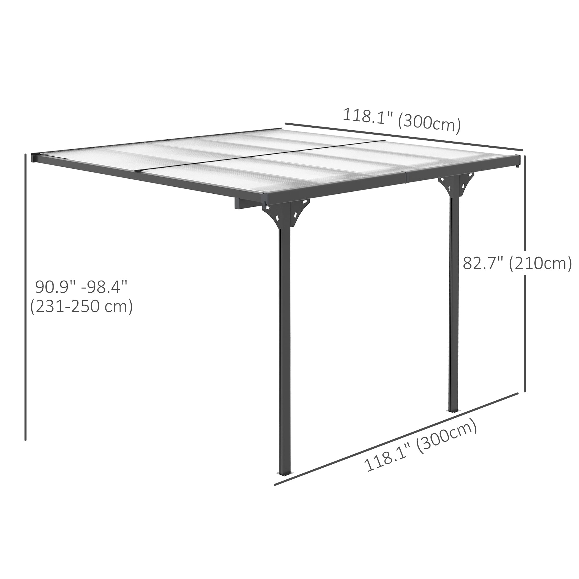 10' x 10' Outdoor Hardtop Pergola Gazebo with Polycarbonate Roof Adjustable Height, Aluminum Frame, UV Protection, Grey Pergolas at Gallery Canada