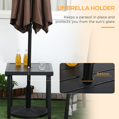 Outdoor Side Table, Patio End Table with Umbrella Hole, Small Coffee Table with Steel Frame for Balcony, Black Patio Side Tables   at Gallery Canada