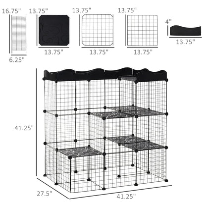 40 Pcs Small Animal Cage Bunny Hutch Portable Metal Wire with Ramps for Kitten Chinchilla, Black Houses & Habitats   at Gallery Canada