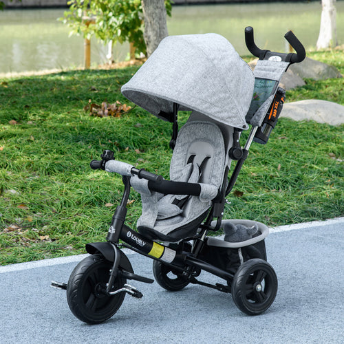 4 in 1 Tricycle for Toddler 1-5 Years with Parent-Push Handle, Grey