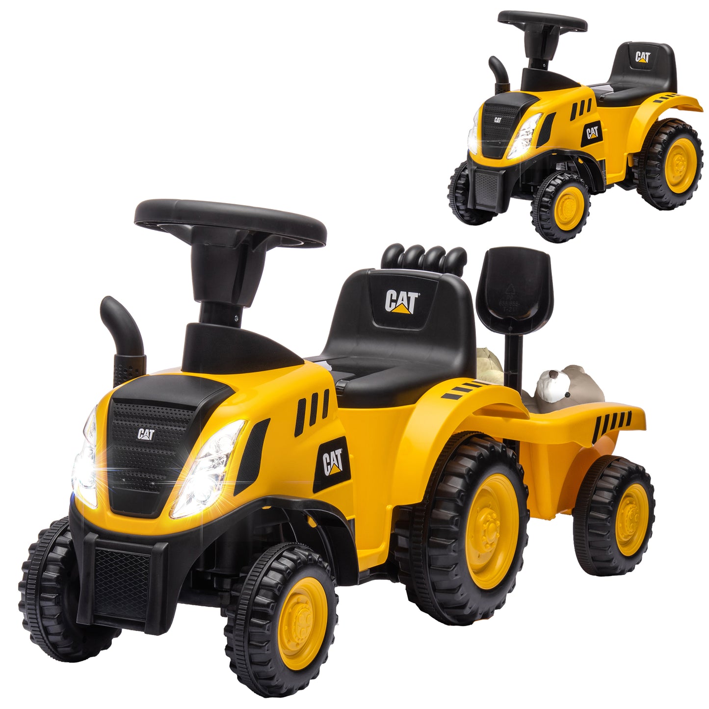 Caterpillar Licensed No Power Ride On Tractor with Shovel, Trailer Toy Excavators   at Gallery Canada