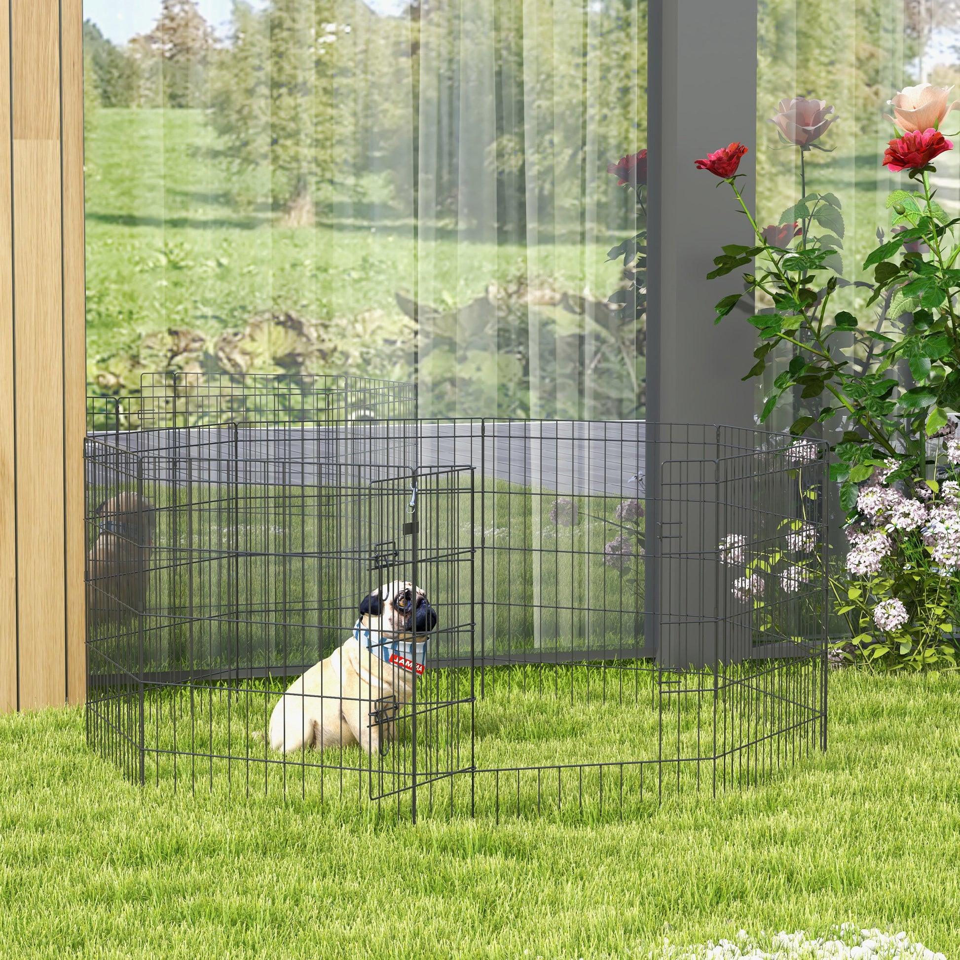 30inch Foldable Metal Exercise Pet Playpen Backyard Dog Puppy Kennel Cage 8 Panel Houses, Kennels & Pens   at Gallery Canada