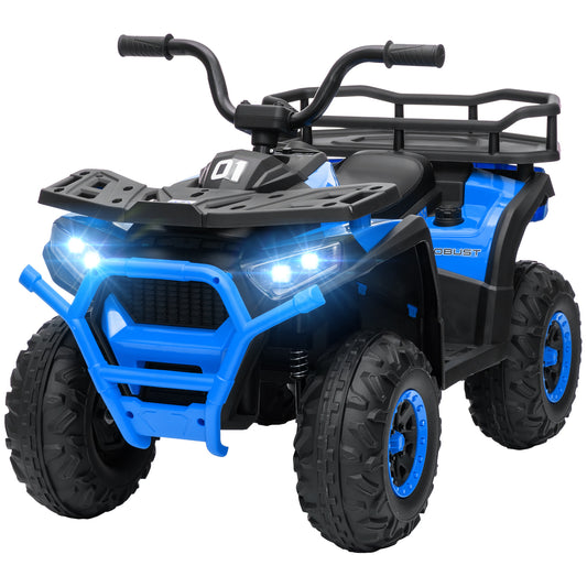 Kids ATV, 12V Battery Powered Electric Ride on Toy w/ Spring Suspension, Storage Basket, High &; Low Speed, Blue Electric Ride On Toys at Gallery Canada