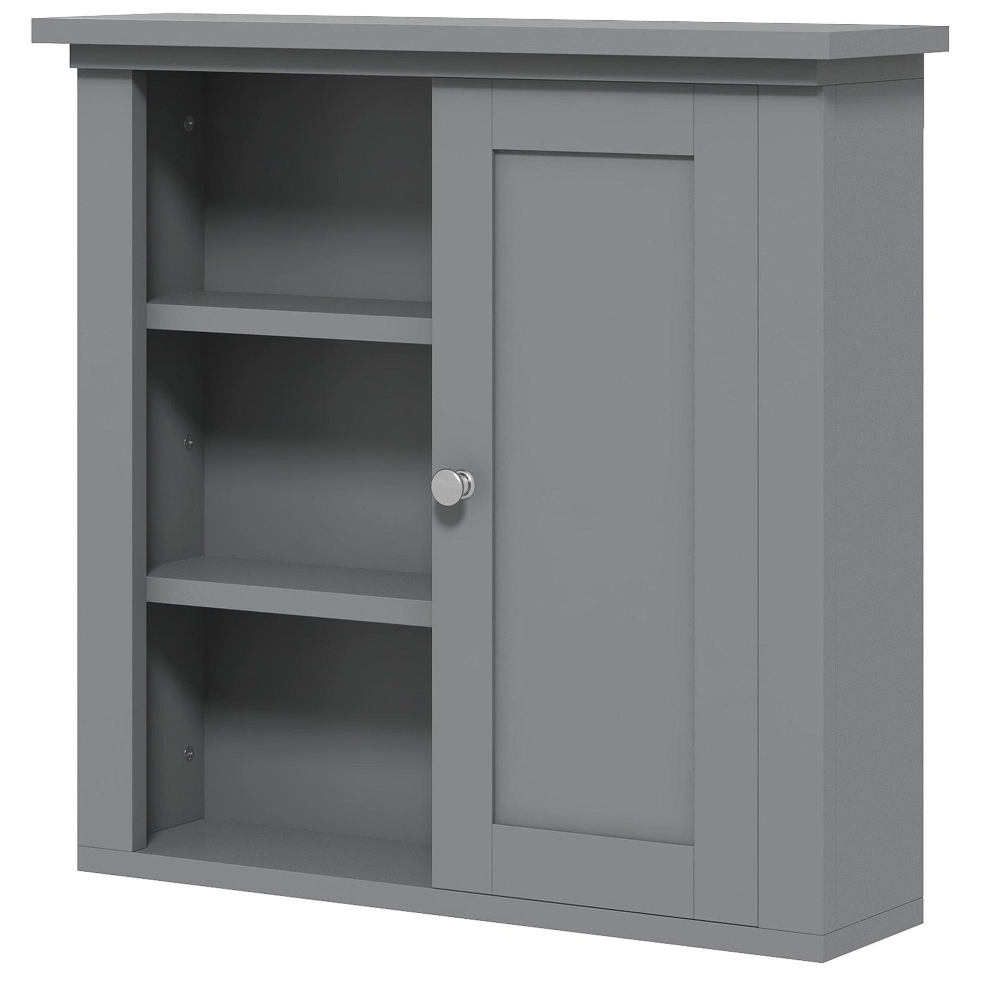 Bathroom Wall Cabinet, Wall Mounted Medicine Cabinet with 3 Open Shelves and Storage Cupboard for Laundry Room, Grey Wall Mounted Cabinets Grey  at Gallery Canada