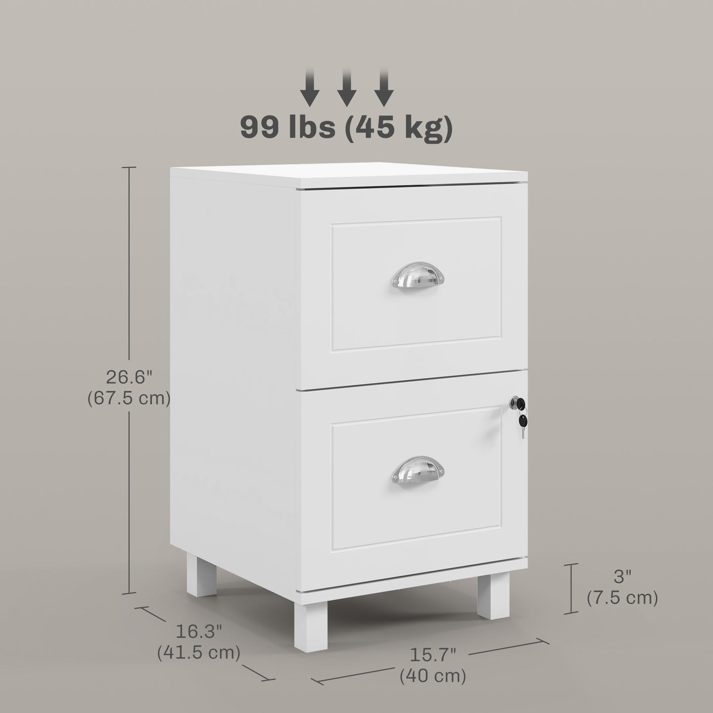 2-Drawer Small Filing Cabinet Lockable Home Office Storage Cabinet with Adjustable Hanging Bars for A4 Letter White Office Cabinets & Cupboards   at Gallery Canada