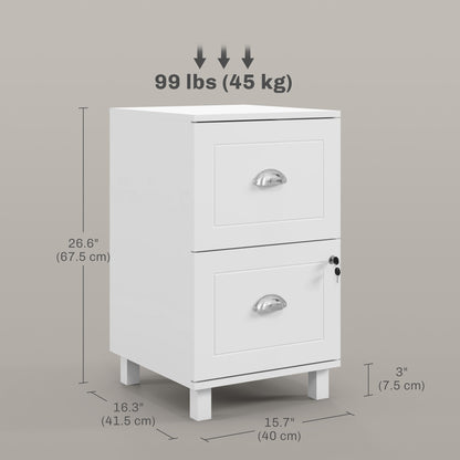 2-Drawer Small Filing Cabinet Lockable Home Office Storage Cabinet with Adjustable Hanging Bars for A4 Letter White Office Cabinets & Cupboards   at Gallery Canada