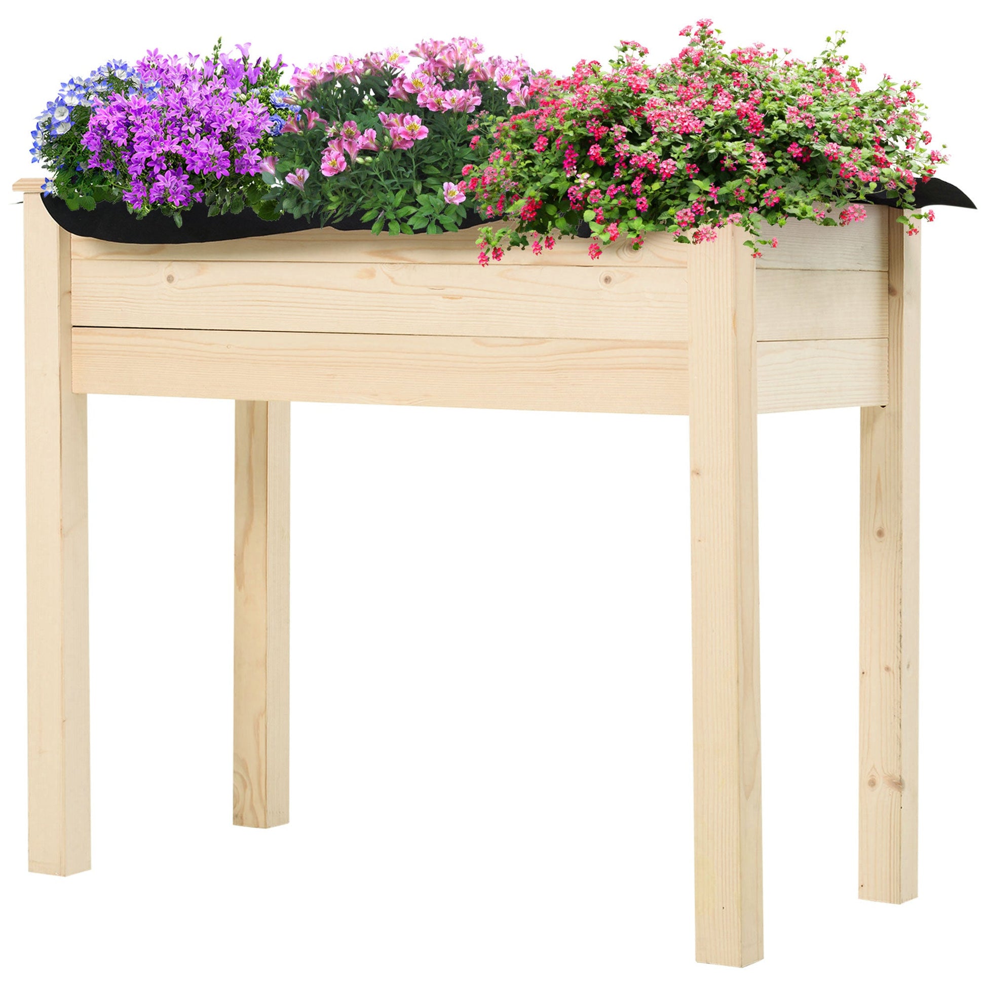 34"x18"x30" Wooden Raised Garden Bed, Elevated Planter Box with Legs, Drainage Holes, Inner Bag for Garden, Natural Elevated Garden Beds Natural  at Gallery Canada