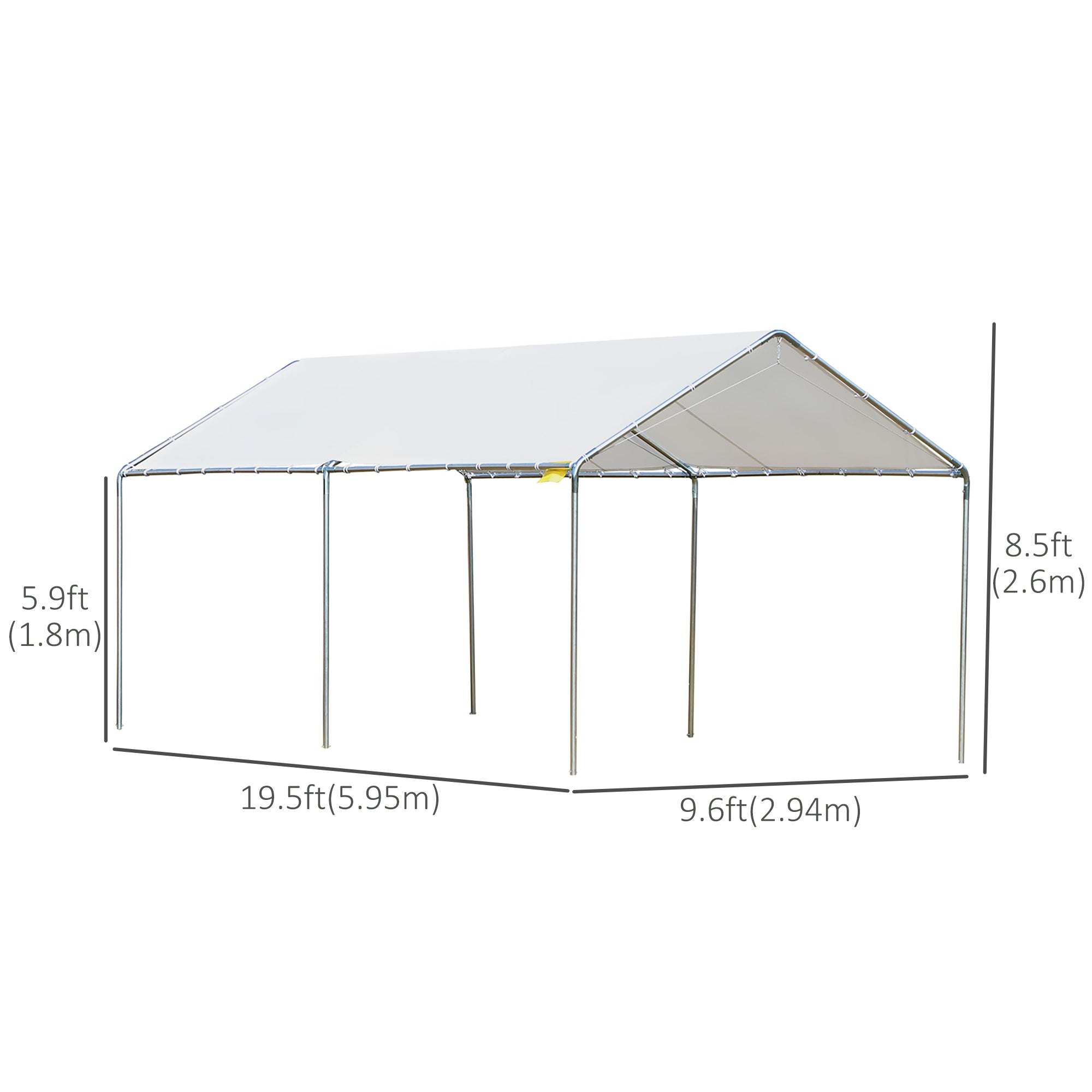 10' x 20' Carport Heavy Duty Galvanized Car Canopy with Included Anchor Kit, 3 Reinforced Steel Cables, White Car Shelters at Gallery Canada