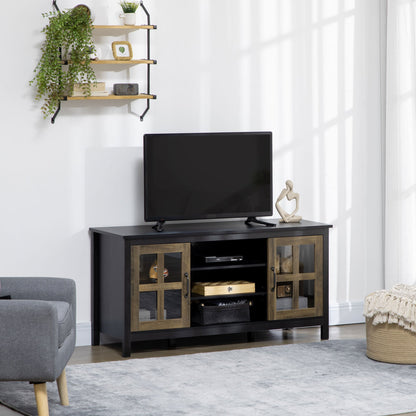 TV Stand for TVs up to 55 Inches, TV Cabinet with Adjustable Shelves and Cable Holes, TV Bench for Living Room, Black TV Stands   at Gallery Canada