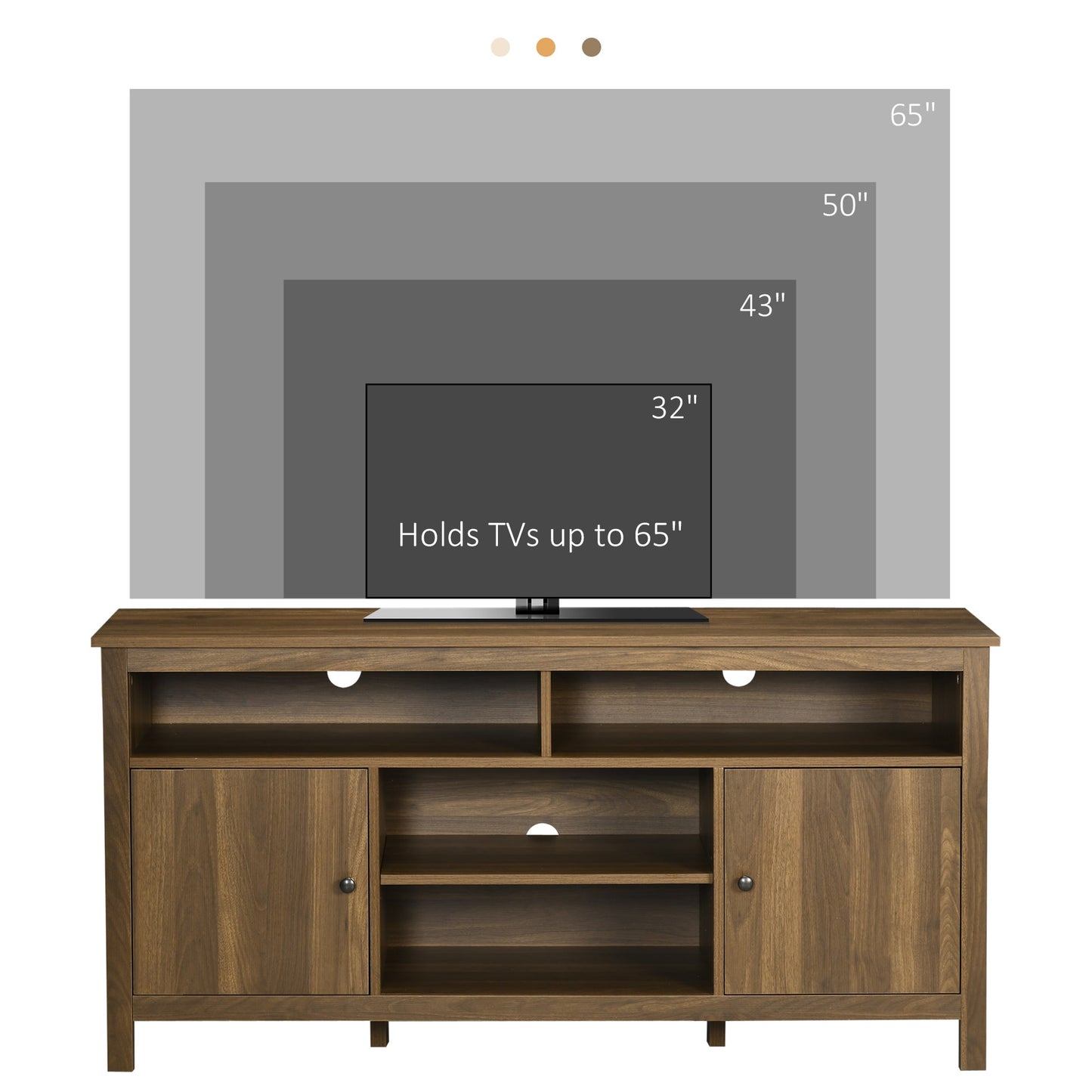 TV Stand for TVs up to 55", TV Unit with Storage Cupboard and Shelves, 55.1" x 15.7" x 27", Walnut TV Stands   at Gallery Canada