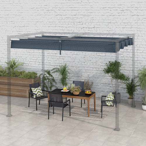 Pergola Canopy, Retractable Sun Shade Cover for 9.8' x 7.1' Pergola, UV30+ Protected, Dark Grey