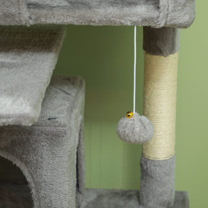 54" Cat Tree, Multi-Level Cat Tower with Scratching Posts, Cat Condos, Bed, Platforms, Ramp, Toy Ball, Light Grey Cat Towers   at Gallery Canada